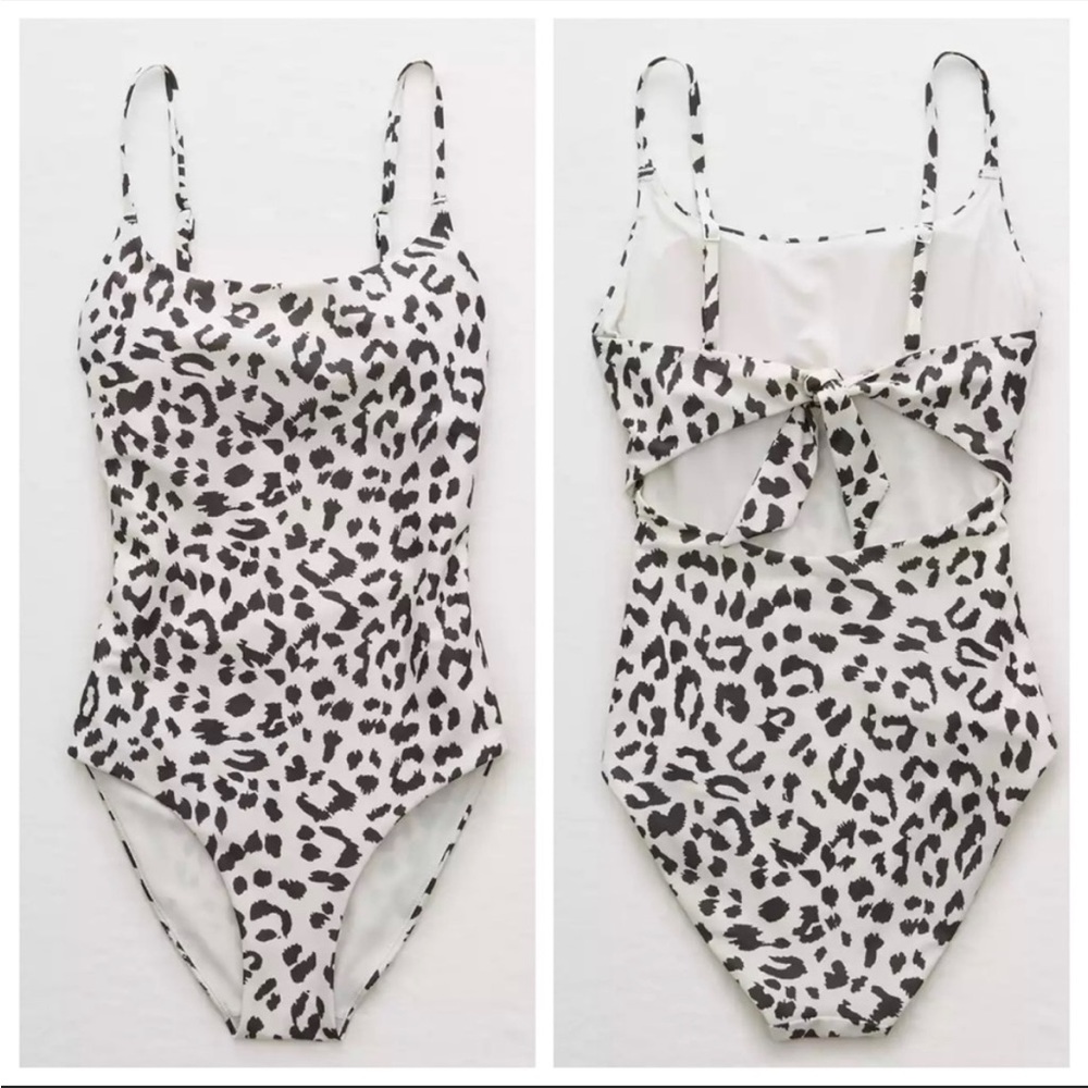 Aerie leopard tie back one piece